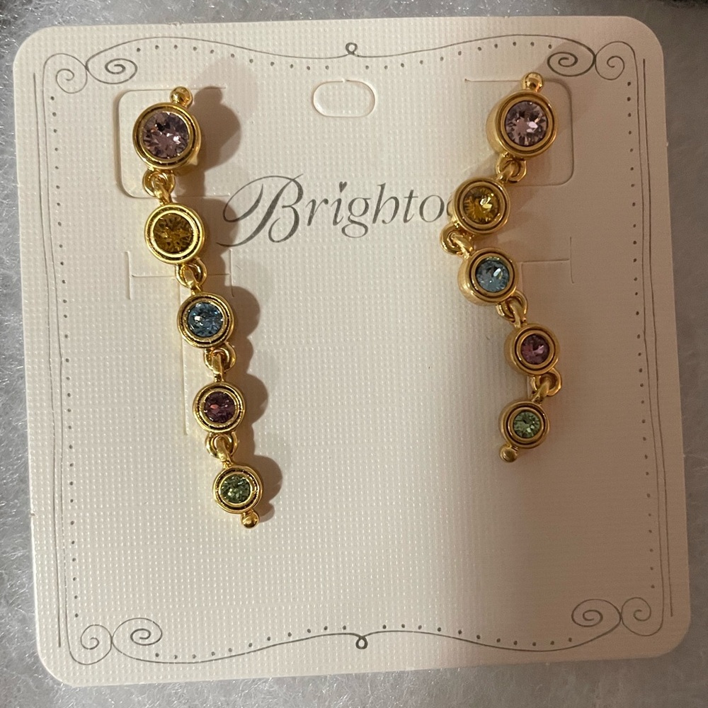 BRAND NEW Brighton Gold Earrings with Colorful Stones